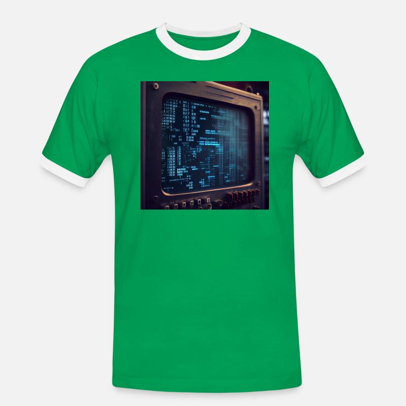 Code auf einem PC-Bildschirm - Männer Kontrast-T-Shirt - Kelly Green/Weiß