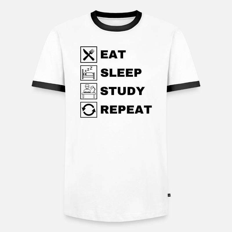 Eat Sleep Study Repeat Männer Kontrast-T-Shirt