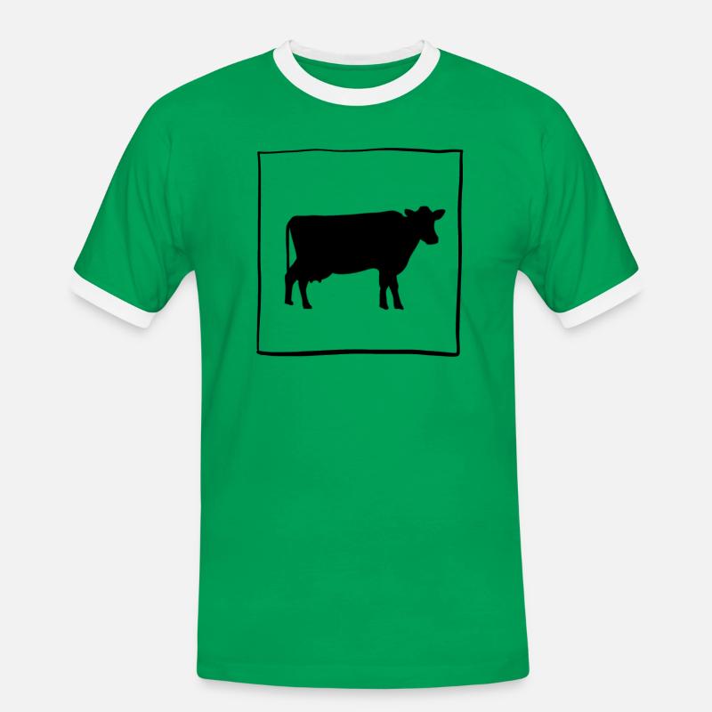 Kuh 1 - Männer Kontrast-T-Shirt - Kelly Green/Weiß