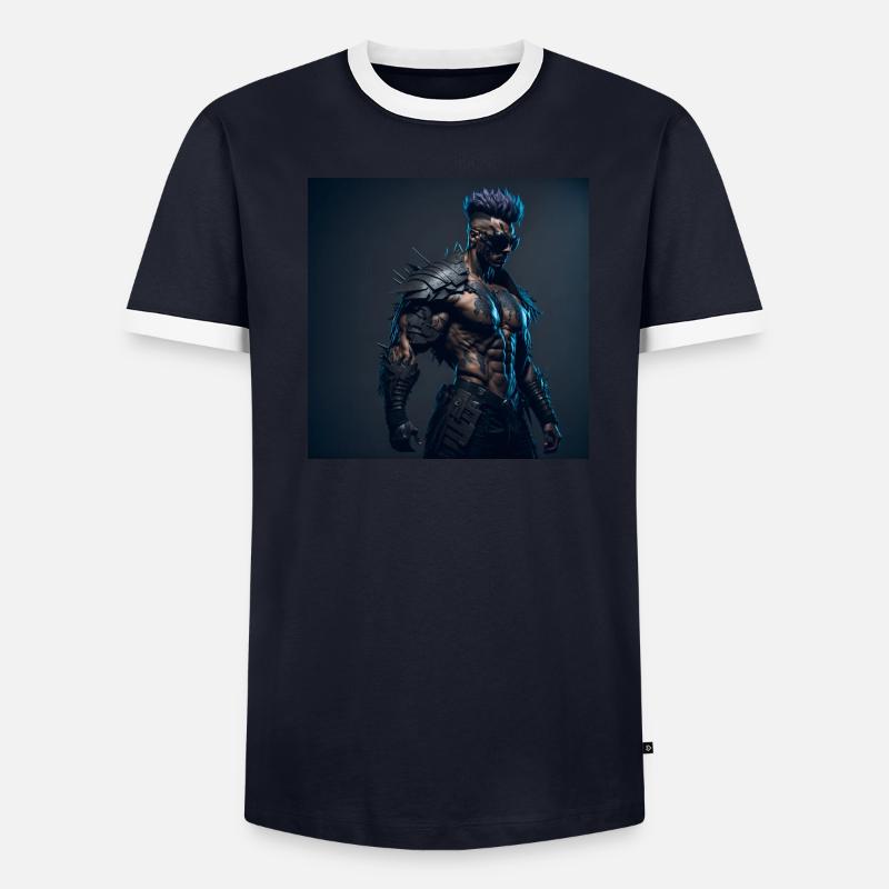 Future Cyberpunkt Warrior Männer Kontrast-T-Shirt