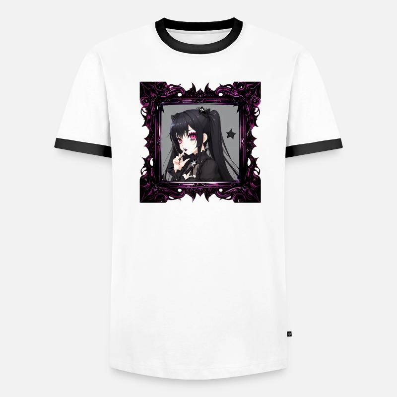 Anime Gothic-Mädchen in einem Rahmen Männer Kontrast-T-Shirt
