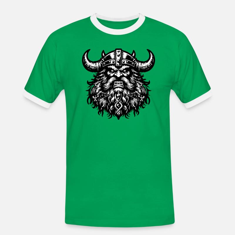 Mächtiger Wikingerkrieger Version 4 - Männer Kontrast-T-Shirt - Kelly Green/Weiß