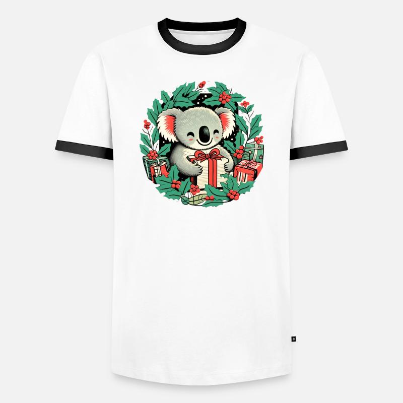 Weihnachts-Koala-Bär Männer Kontrast-T-Shirt