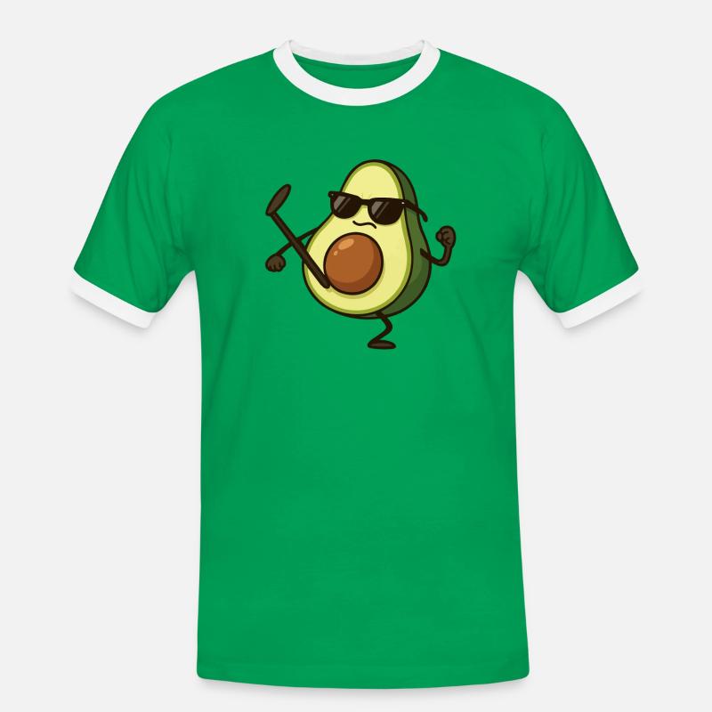 Avocado Karate - Men's Ringer Shirt - kelly green/white