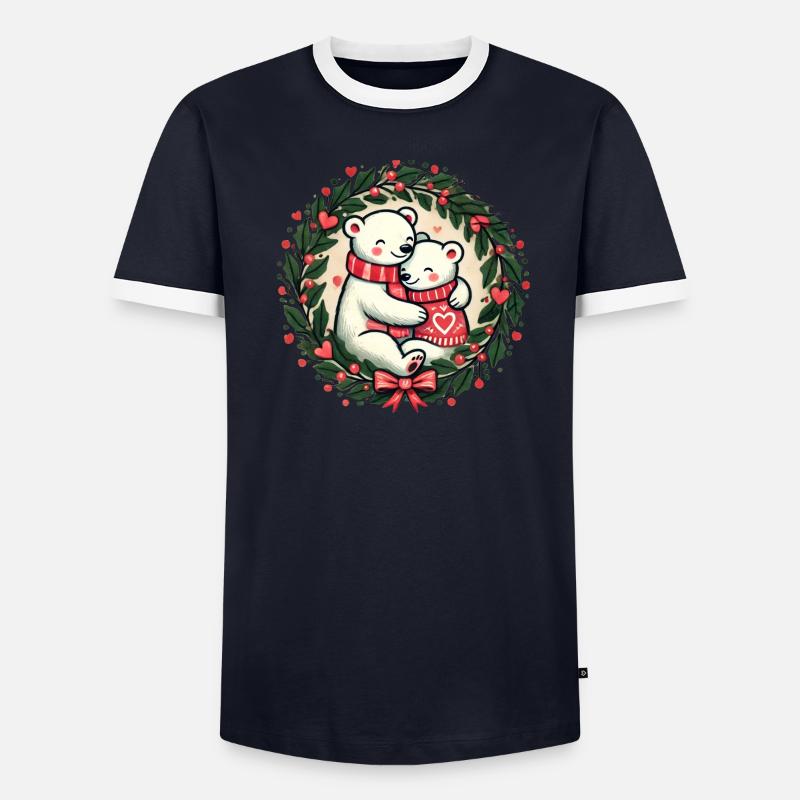 Weihnachts-Eisbären Männer Kontrast-T-Shirt