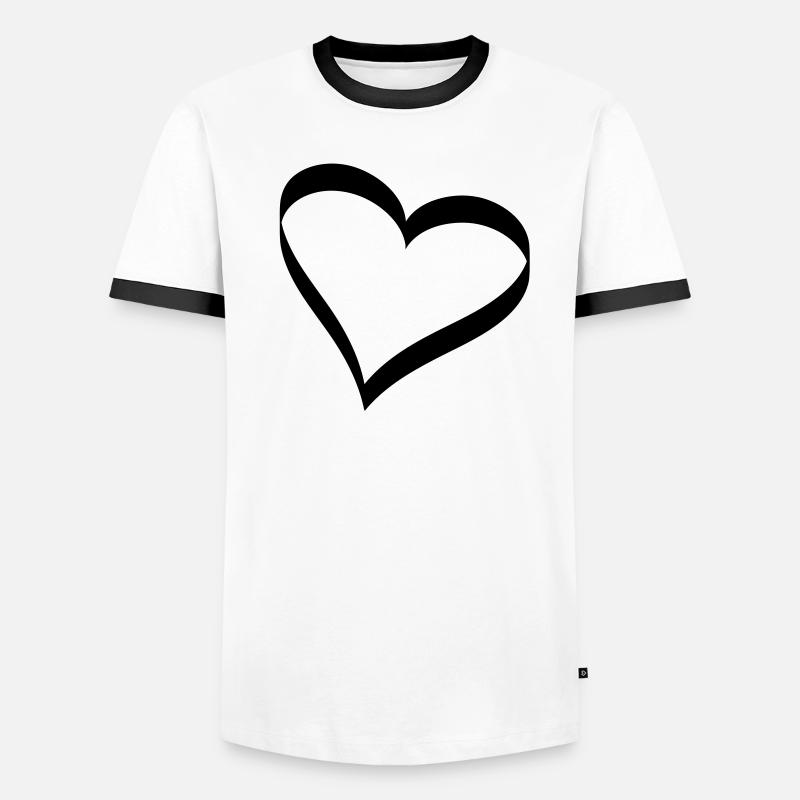 herz Männer Kontrast-T-Shirt