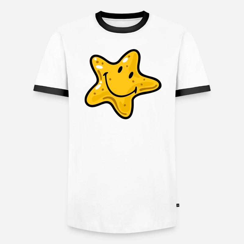 Smiley Star Fish Männer Kontrast-T-Shirt