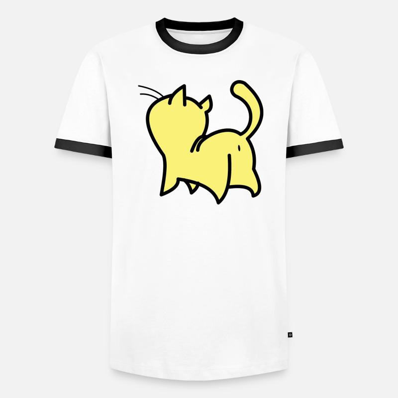 chat jaune T-shirt contrasté Homme