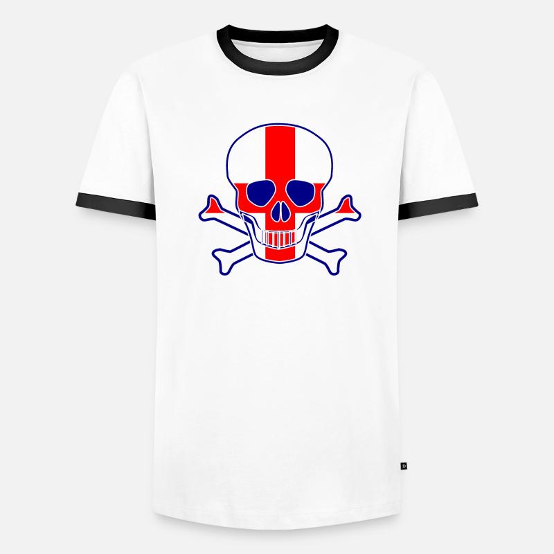Crâne de drapeau de l'Angleterre T-shirt contrasté Homme