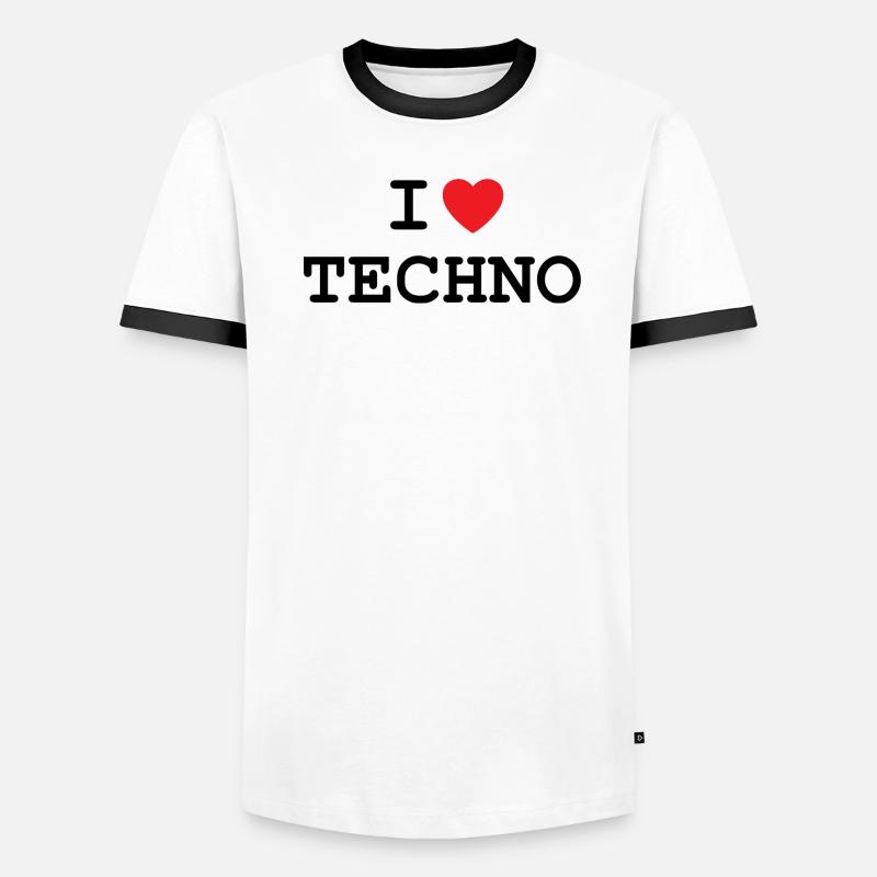 Ich liebe Techno Männer Kontrast-T-Shirt