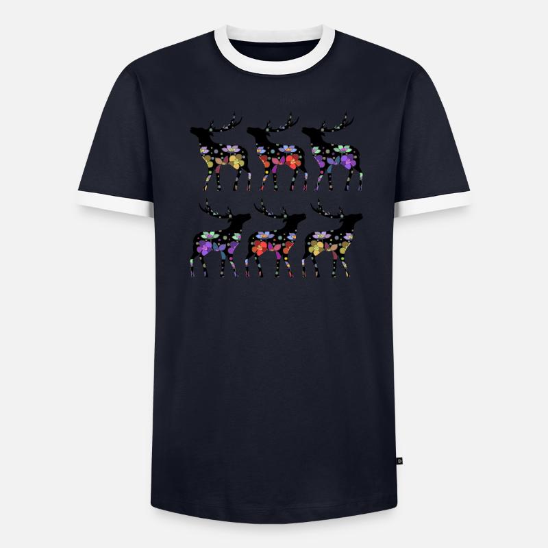 Hirsch Männer Kontrast-T-Shirt