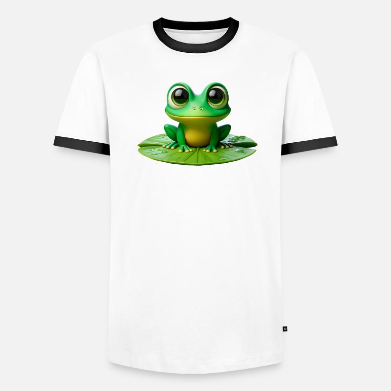 Cute Frog on a Lily Pad Men's Ringer Shirt