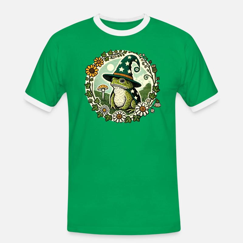Toad Wizard - Men's Ringer Shirt - kelly green/white