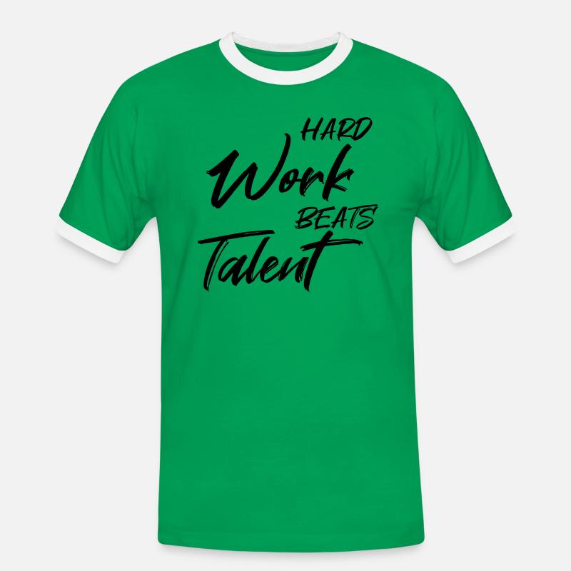 Hard work beats talent - Männer Kontrast-T-Shirt - Kelly Green/Weiß