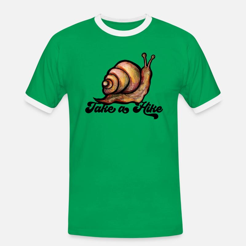 Machen Sie eine Wanderschnecke - Männer Kontrast-T-Shirt - Kelly Green/Weiß