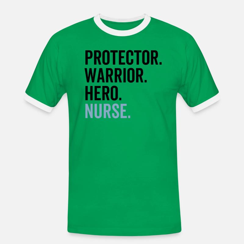 Protector Krieger Held Krankenschwester - Männer Kontrast-T-Shirt - Kelly Green/Weiß