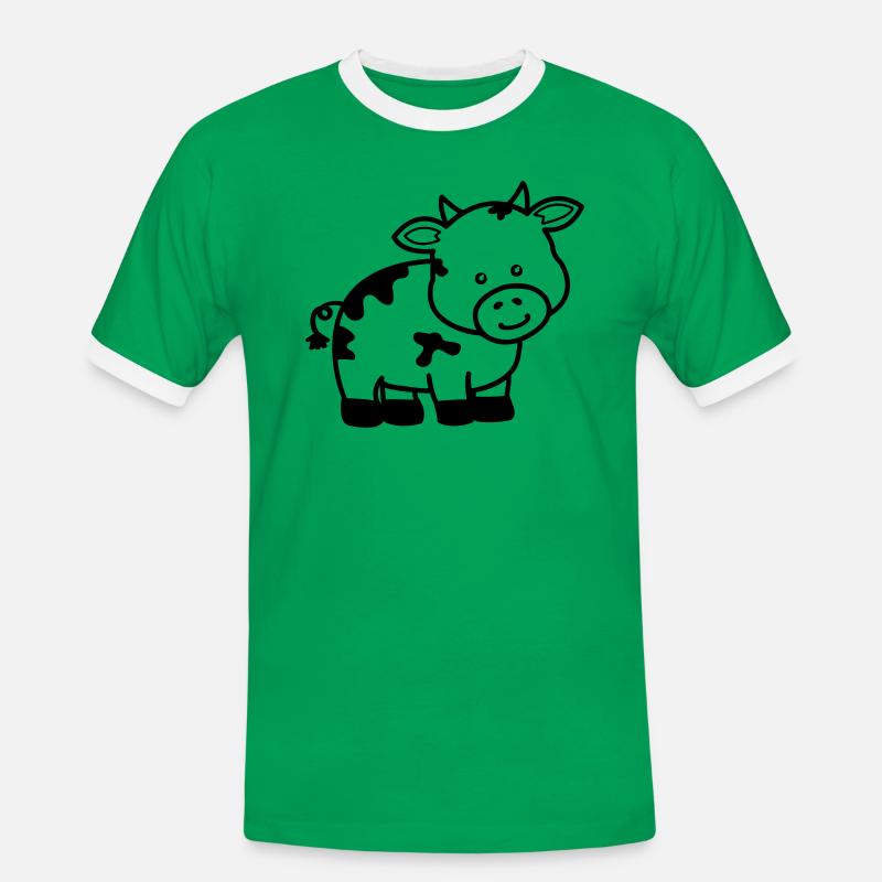 cow - Men's Ringer Shirt - kelly green/white