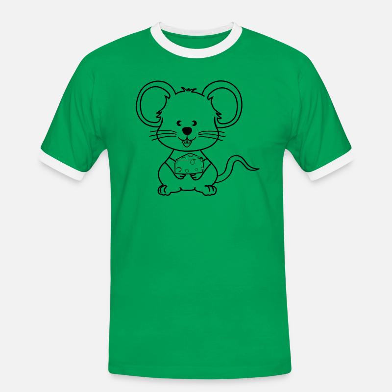 maus comic - Männer Kontrast-T-Shirt - Kelly Green/Weiß