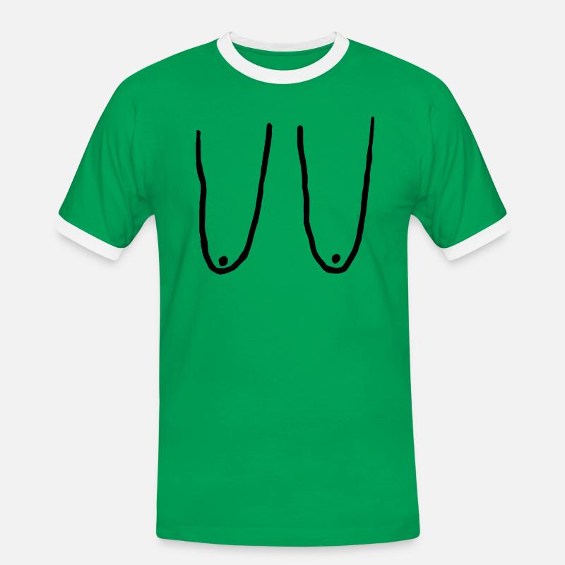 Brüste, Brüste, Brust - Männer Kontrast-T-Shirt - Kelly Green/Weiß
