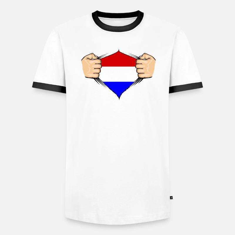 Conception du drapeau de la Hollande T-shirt contrasté Homme