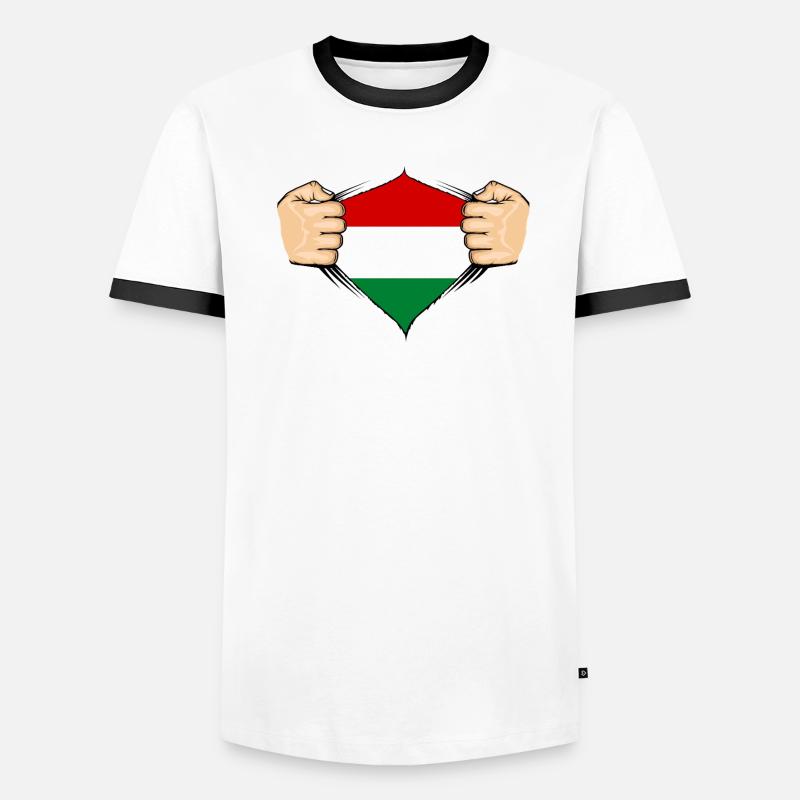 Conception du drapeau de la Hongrie T-shirt contrasté Homme