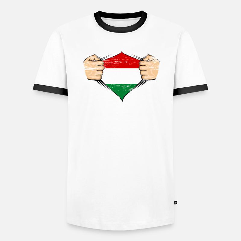Drapeau de la Hongrie utilisé T-shirt contrasté Homme