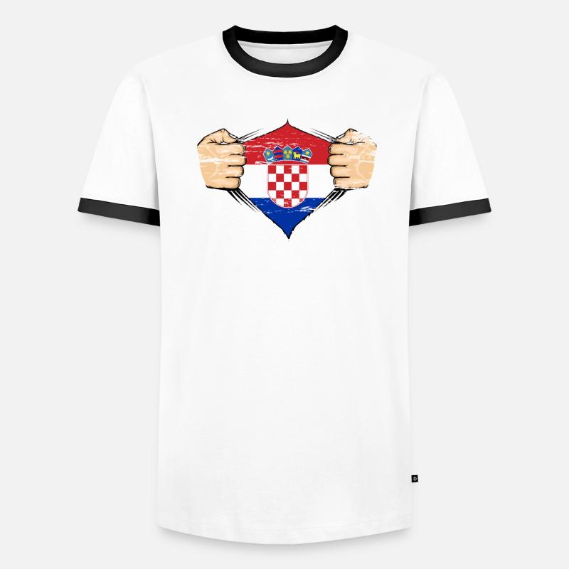 Drapeau de la Croatie utilisé T-shirt contrasté Homme