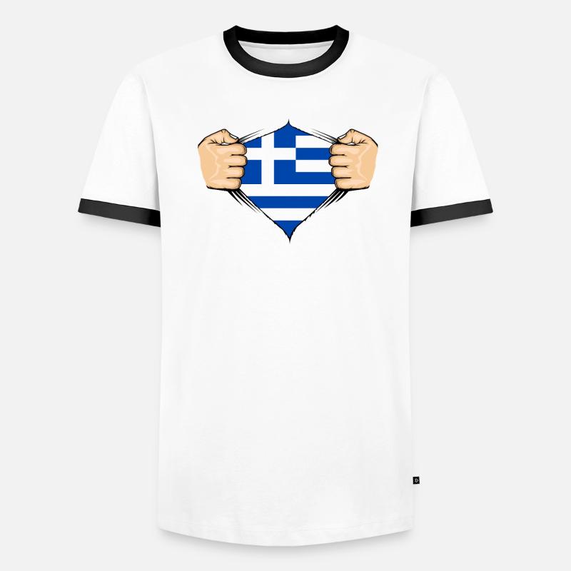 Conception du drapeau de la Grèce T-shirt contrasté Homme