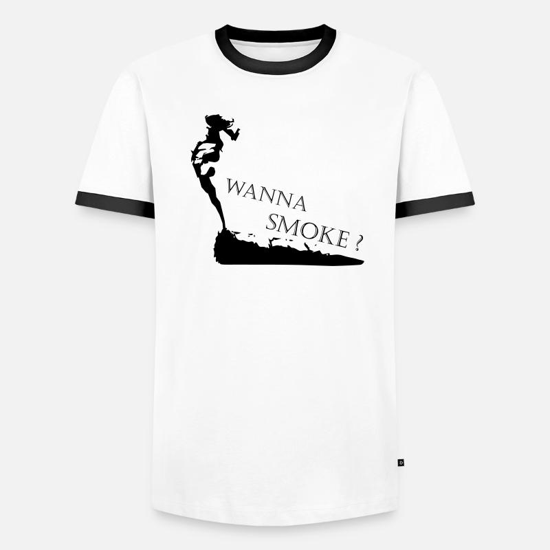 Fumer de l’herbe - lettrage avec image T-shirt contrasté Homme