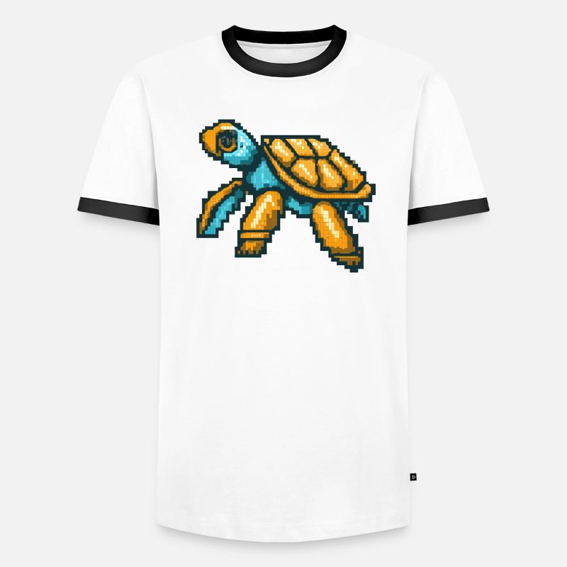 Pixel turtle dans un style 8 bits nostalgique T-shirt contrasté Homme
