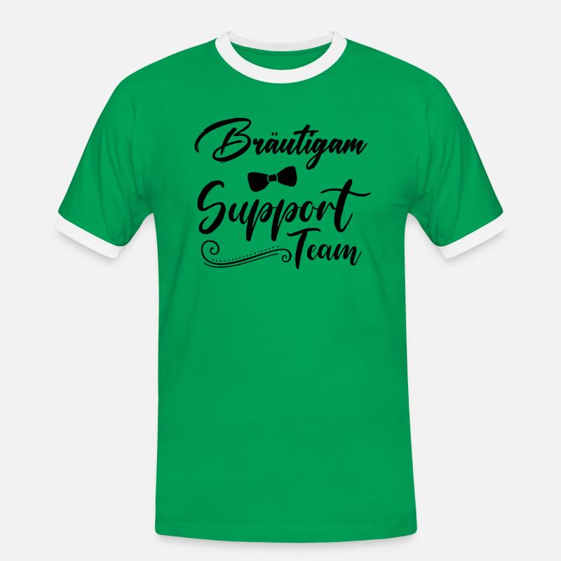 bräutigam support team - Männer Kontrast-T-Shirt - Kelly Green/Weiß