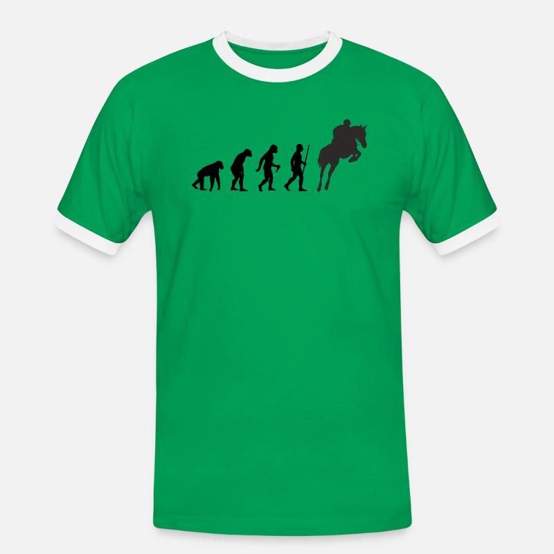 Evolution Springreiter - Männer Kontrast-T-Shirt - Kelly Green/Weiß