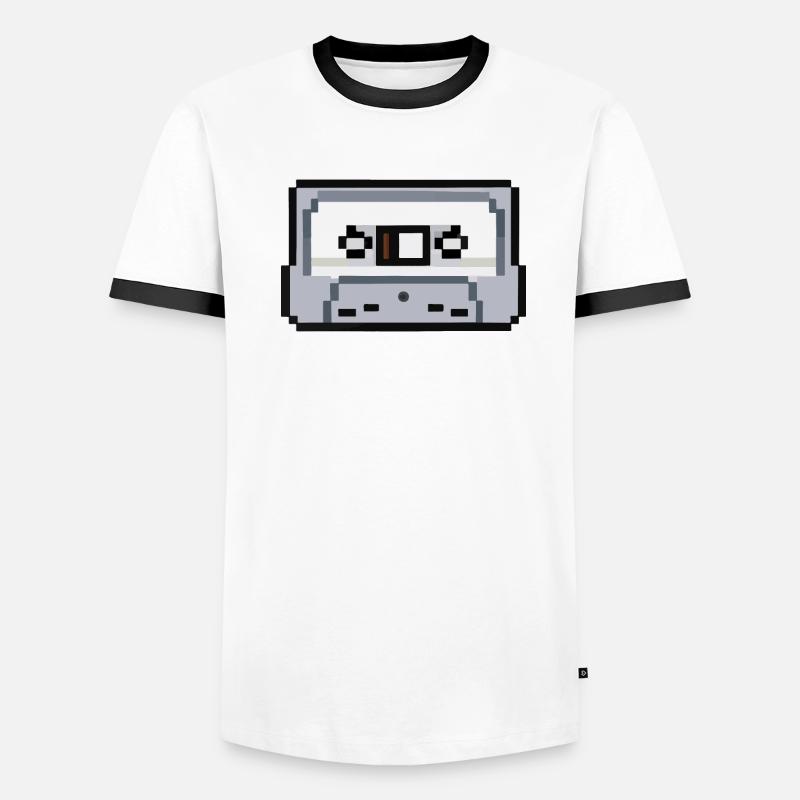 Cassette Pixelated Retro Gift Idea Men's Ringer Shirt