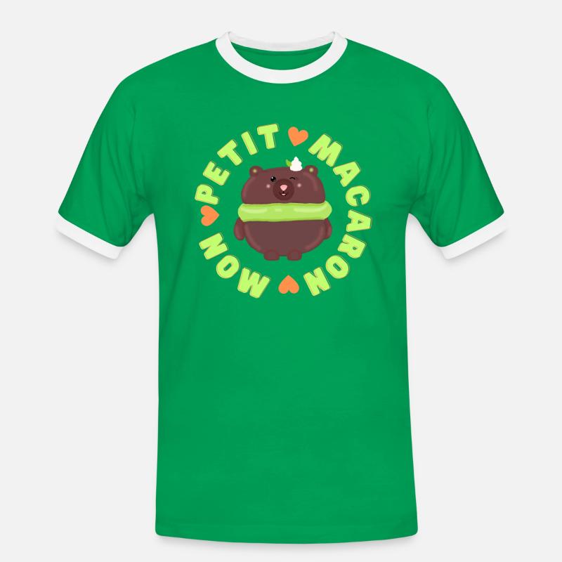 mon petit macaron bear - Men's Ringer Shirt - kelly green/white