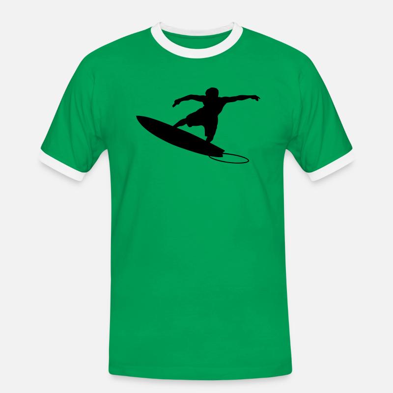 Surfer 4 (Vector) - Männer Kontrast-T-Shirt - Kelly Green/Weiß
