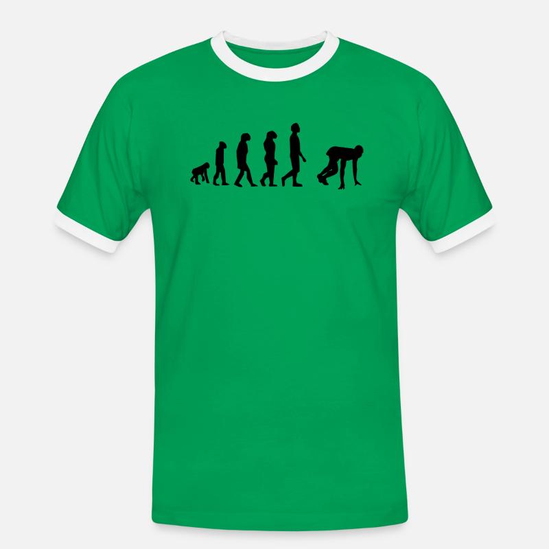 100 Meter Evolution - Männer Kontrast-T-Shirt - Kelly Green/Weiß