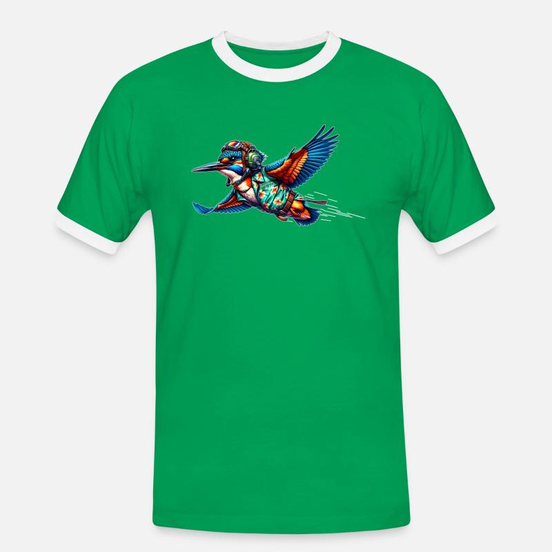 Pilot Eisvogel - Männer Kontrast-T-Shirt - Kelly Green/Weiß