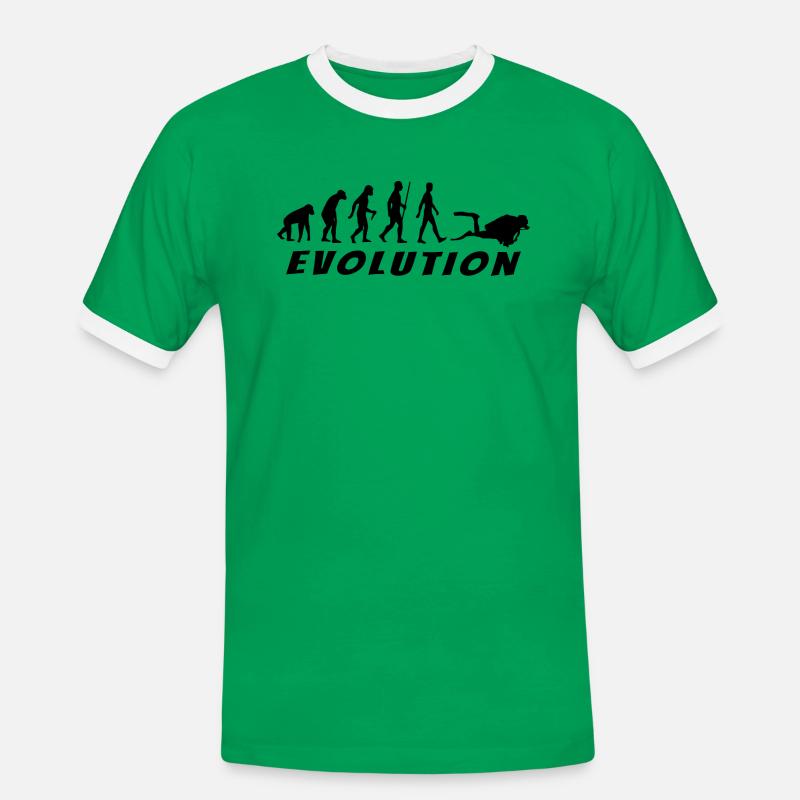 Evolution Diver Schwarz - Männer Kontrast-T-Shirt - Kelly Green/Weiß