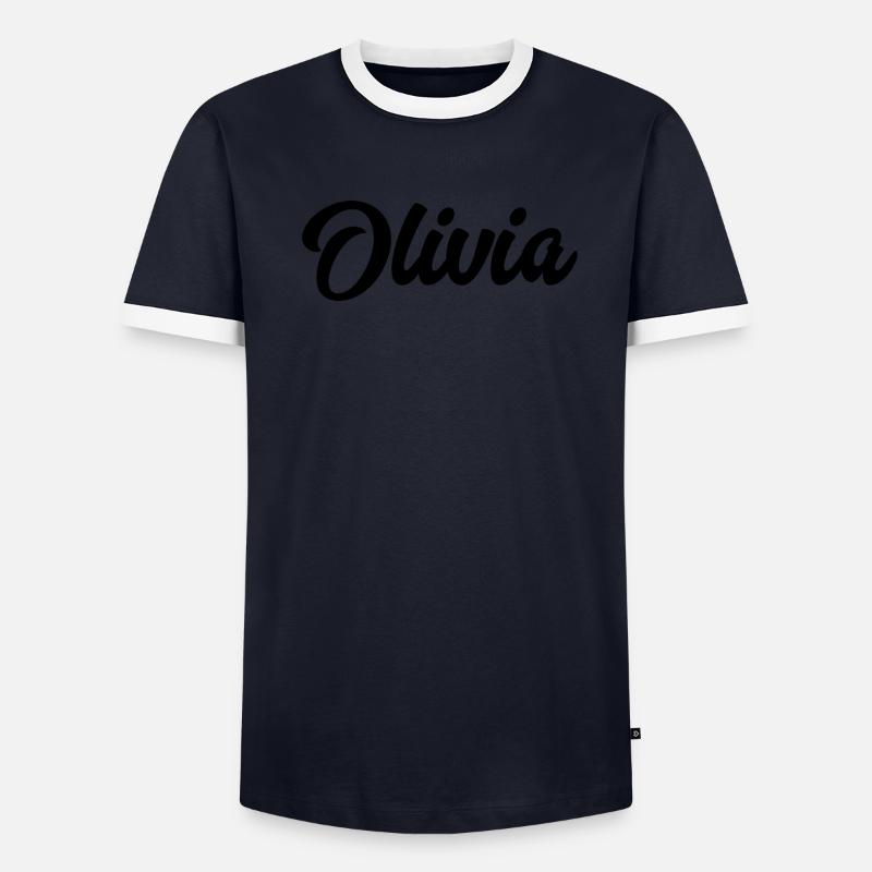 Olivia Custom Text Nom d’anniversaire T-shirt contrasté Homme