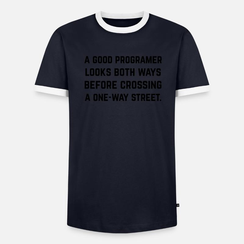Ein guter Programmierer schaut von 2 Seiten Männer Kontrast-T-Shirt