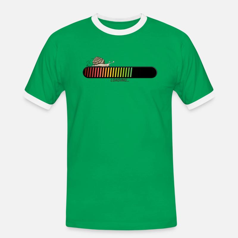 snail bar loading loading progress - Men's Ringer Shirt - kelly green/white