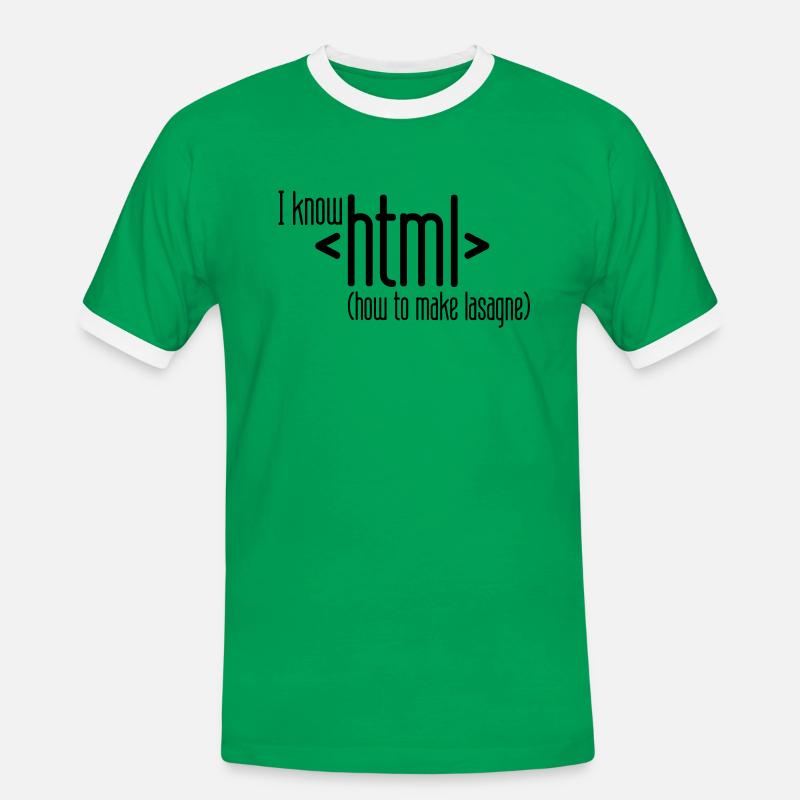 i know html - Men's Ringer Shirt - kelly green/white