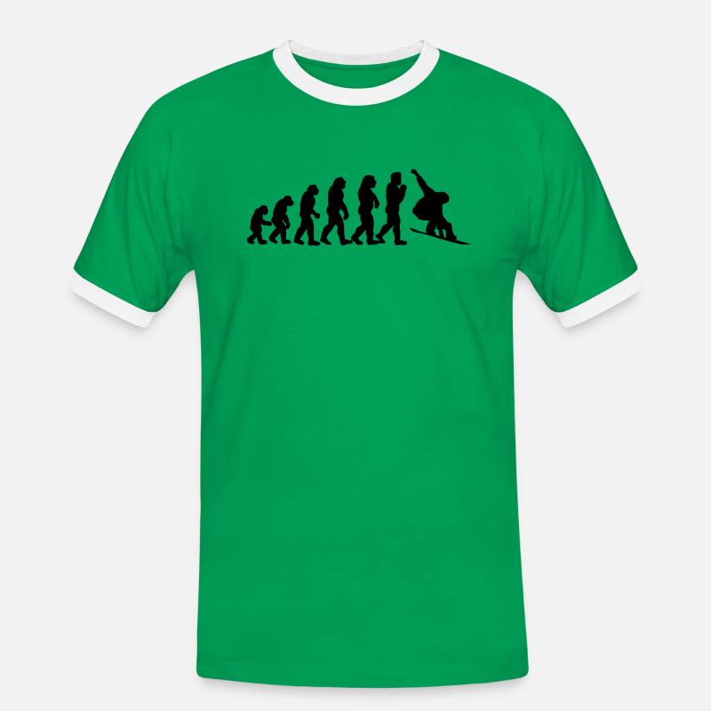 snowboard evolution - Männer Kontrast-T-Shirt - Kelly Green/Weiß