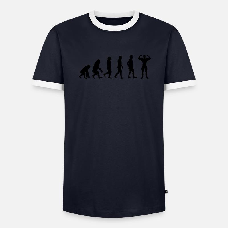 Evolution Bodybuilder schwarz Männer Kontrast-T-Shirt