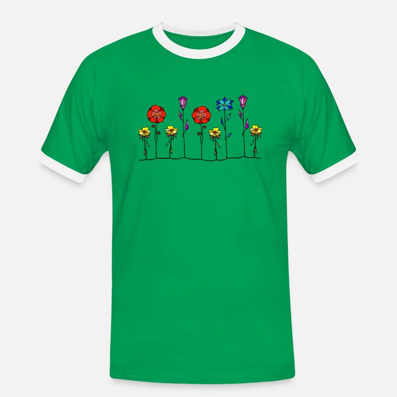 Blumen - Männer Kontrast-T-Shirt - Kelly Green/Weiß