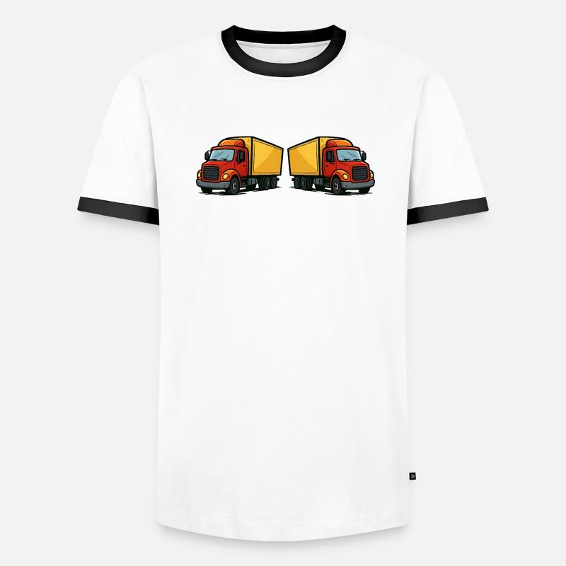 lastwagen comic 2 Männer Kontrast-T-Shirt
