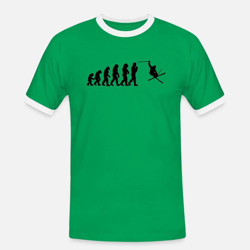 ski evolution - Men's Ringer Shirt - kelly green/white