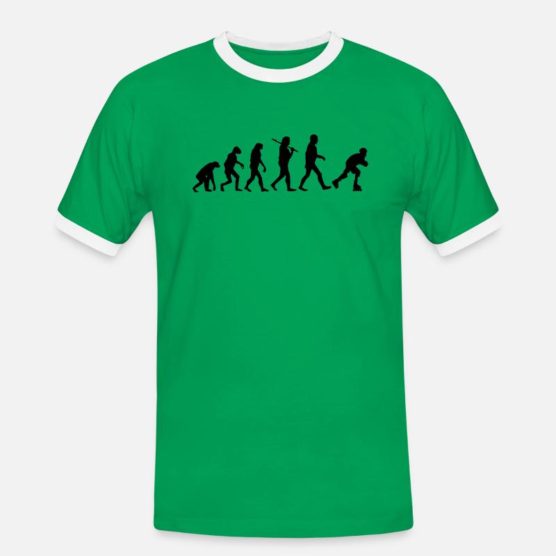 evolution rollerblades - Männer Kontrast-T-Shirt - Kelly Green/Weiß