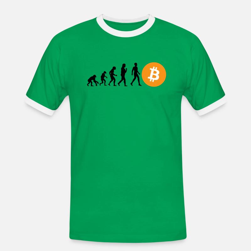 Évolution cryptographique du BTC Bitcoin - T-shirt contrasté Homme - vert/blanc