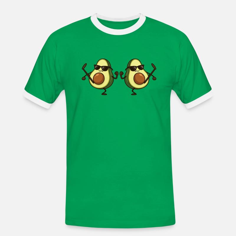 avocado karate 2 - Männer Kontrast-T-Shirt - Kelly Green/Weiß